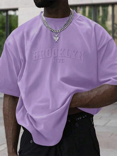 Manfinity Homme Men's Casual Letter Print Round Neck Short Sleeve T-Shirt