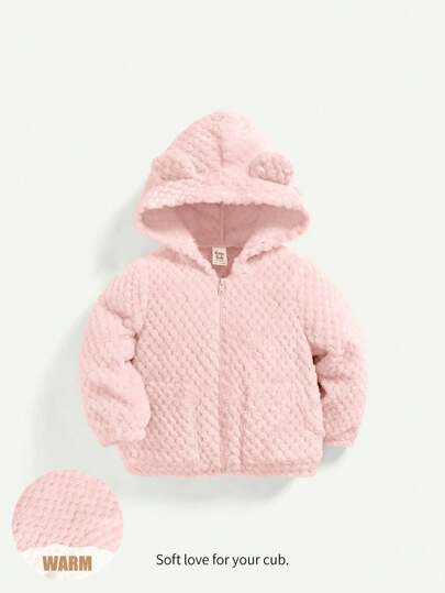 Cozy Pixies Chaqueta gruesa con forro para bebé niña, unicolor con capucha, otoño/invierno