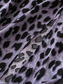 SHEIN LUNE 2 pièces Ensemble casual pour femmes grandes tailles, Top à manches longues avec imprimé léopard et minijupe, automne