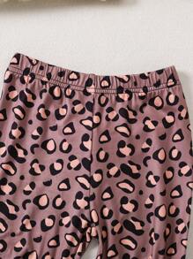 Elladie kids 2 件套少女心豹纹休闲舒适装，秋冬 - 彩色 - 查看 4