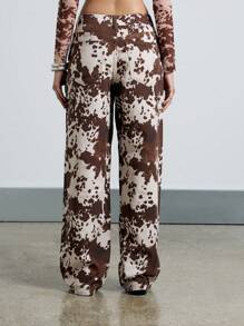 AiiRZ Cow Print Baggy Jeans - Brown - View 3