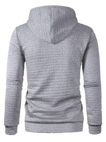 Manfinity Homme Men's Autumn Letter Print Drawstring Hooded Casual Sweatshirt - Light Grey - View 2