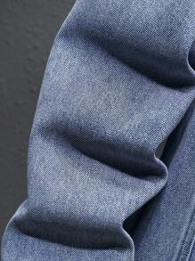 Manfinity Campus Court Plus Size Men's Distressed Light Blue Denim Jacket