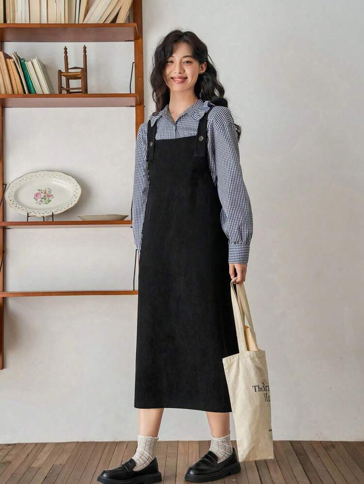 Women's Double Pocket Overall Dress