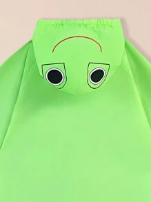 男童户外鲨鱼印花防水雨衣，适合上学和玩耍 - 綠色 - 查看 3