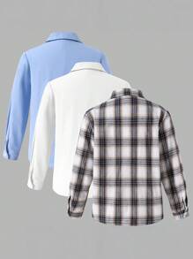 SHEIN Conjunto de 3 camisas informales con bolsillo para niños