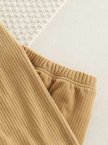 2pcs Teen Boys' Casual Solid Color Collared Cardigan And Sweatpants Set, Brown - Brown - View 4