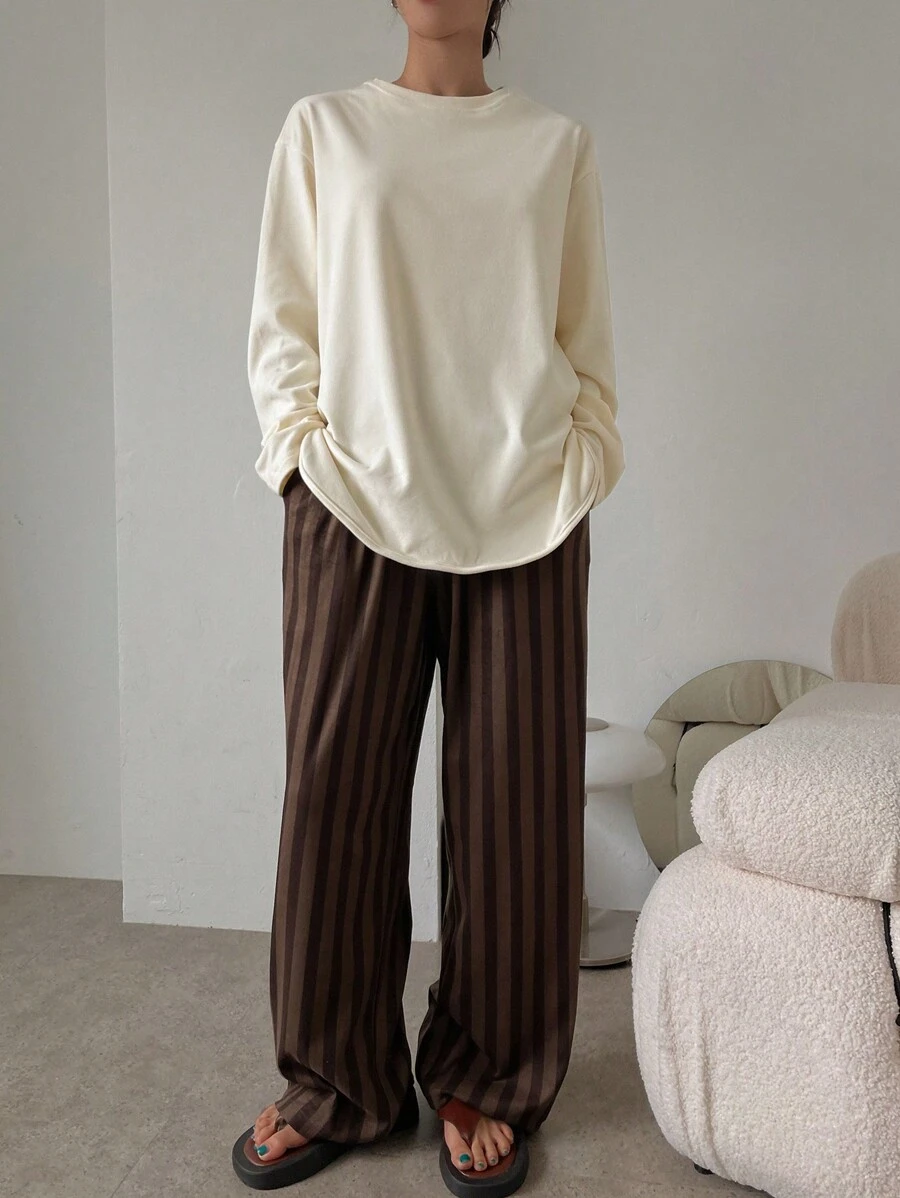 DAZY Winter Microfiber Fabric Simple Loungewear Set Pajama, Fall Clothes - White - View 1