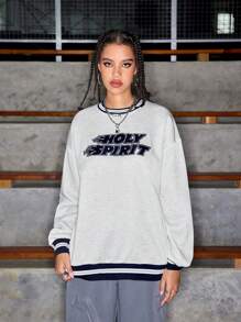 Gameset SHEIN Sport Oversized Vintage Style Crew Neck Sweatshirt Winter Women Tops