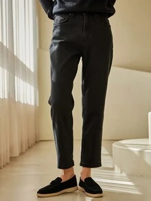 DAZY Quần Jeans Ống Thẳng Túi Bên Hông Thường Ngày Cho Nữ - màu đen - Xem 2