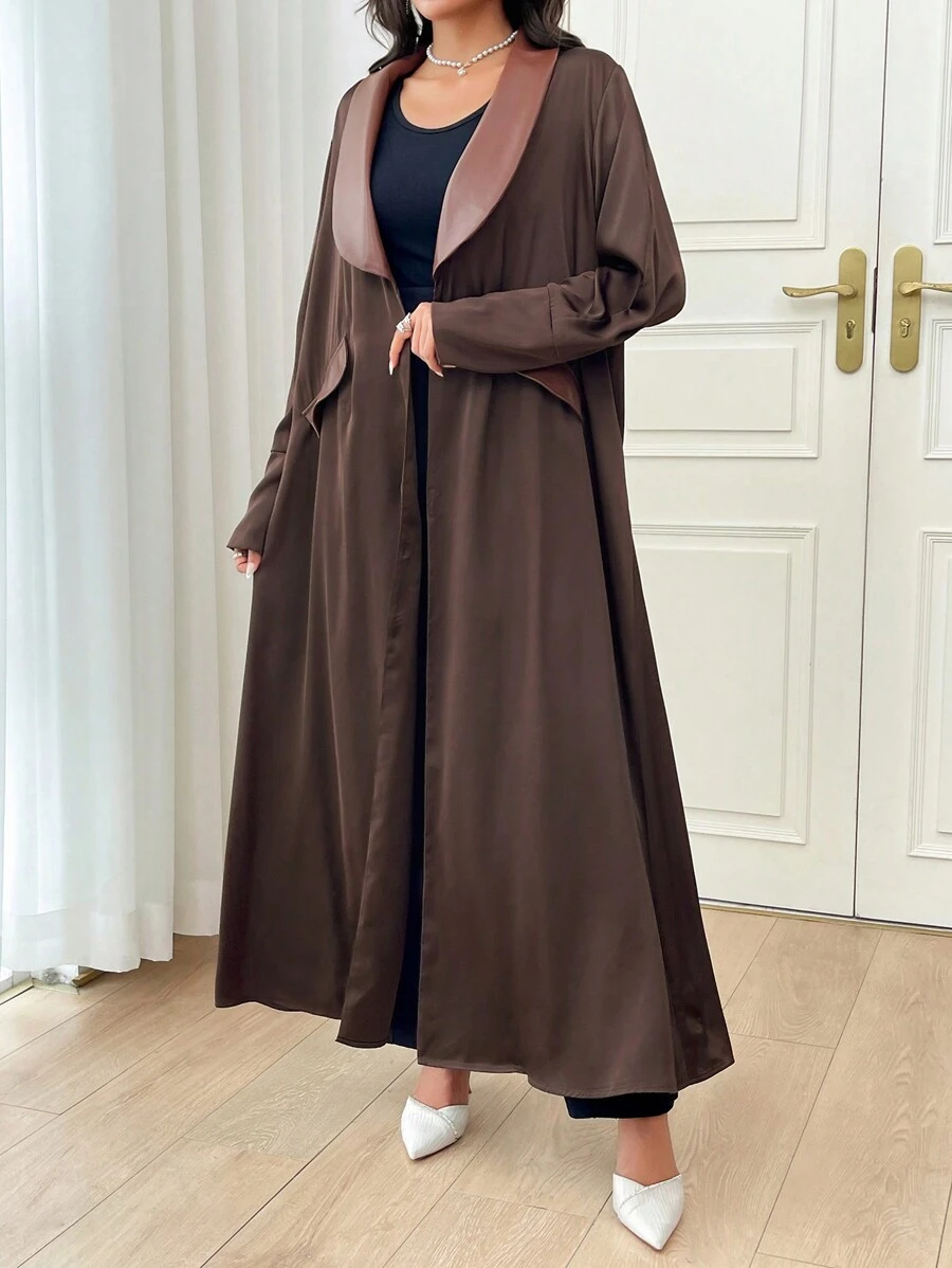 Al Najma 优雅的彩色块长袍连衣裙，带披肩领，秋季，休闲超长适中的长袖长袍长袍，适合休闲日常/晚会