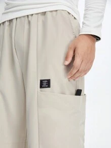 Manfinity VCAY Men Casual Woven Loose Elastic Waist Straight Leg Pants