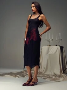 SHEIN Unity 女士蝴蝶印花细肩带紧身迷你连衣裙 - 彩色 - 查看 5