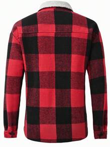 Manfinity Homme 男士休闲格子保暖针织夹克，圣诞节 - 紅色 - 查看 2