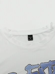 Manfinity EMRG 2 件大码男士街头风格图案字母和人物印花 T 恤和抽绳腰喇叭裤套装 - 彩色 - 查看 3