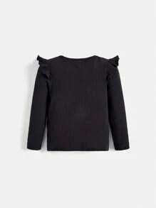 Cozy Pixies 3pcs/Set Baby Girl Ruffle Collar Casual Tops Outfit - Mauve Purple - View 7