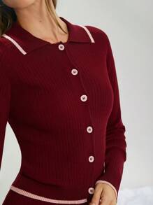 WESTFADE Polo 开衫 - 酒紅色 - 查看 4