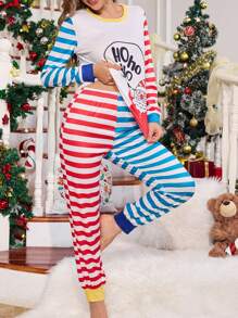 女士圣诞老人印花睡衣套装，圣诞节 - 彩色 - 查看 2