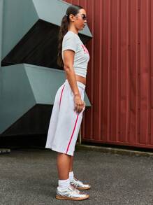 SUMWON WOMEN 街头撞色条纹卡普里运动裤 - 白色 - 查看 3