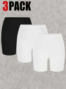 CovetEZ 3 chiếc quần đùi đạp xe cạp chun màu trơn cỡ lớn, mùa hè - Nhiều màu - Xem 1