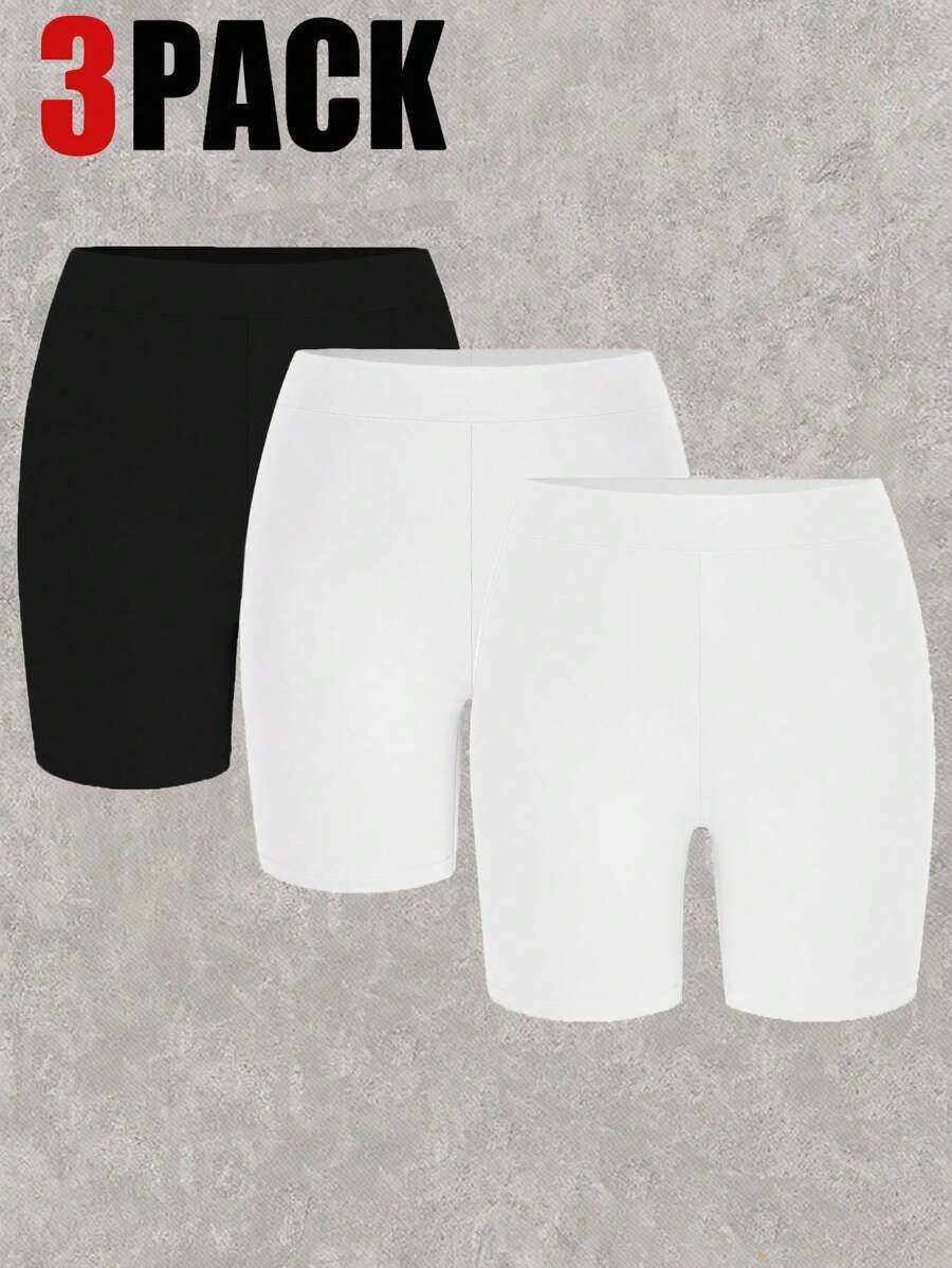 CovetEZ 3 chiếc quần đùi đạp xe cạp chun màu trơn cỡ lớn, mùa hè - Nhiều màu - Xem 1