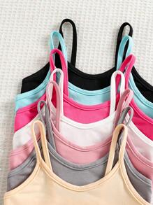7pcs/Set Young Girls Comfortable Simple Solid Color Camisole Underwear Set - Multicolor - View 4