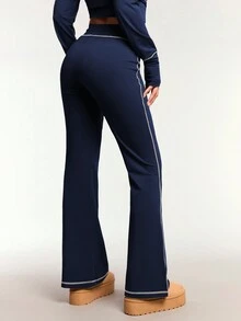 Forever 21 2-Tone Drawstring Waist Flare Leg Pants - Royal Blue - View 2
