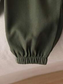 SHEIN 2 件套男婴/女婴可爱熊印花长袖衬衫和松紧腰绿色裤子套装，秋冬 - 彩色 - 查看 9