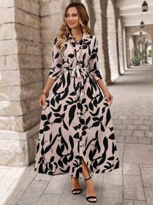 EMERY ROSE Casual lange overhemdjurk met bloemenprint voor dames, herfst