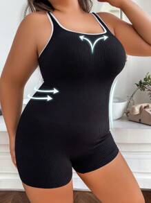 SHEIN 1pc Plus Size Women's Seamless Slimming Bodysuit With Lift-Up Effect - Black - View 5