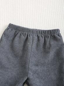 Cozy Pixies 3pcs/Set Young Boy Soft Knit Crew Neck Long Sleeve Pullover Sweatshirt, Contrast Color Sleeveless Vest, And Elastic Waist Pants - Black - View 4