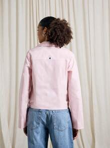 AiiRZ 前系带喇叭长袖领口上衣 - 粉色 - 查看 2