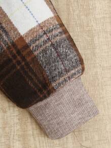 SHEIN 女童纯色和格子拼布长袖连衣裙