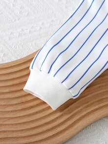 SHEIN Áo nỉ dệt kim cổ tròn dài tay in hình thỏ thường ngày cho trẻ em Unisex, dành cho mùa thu và đông - trắng - Xem 7