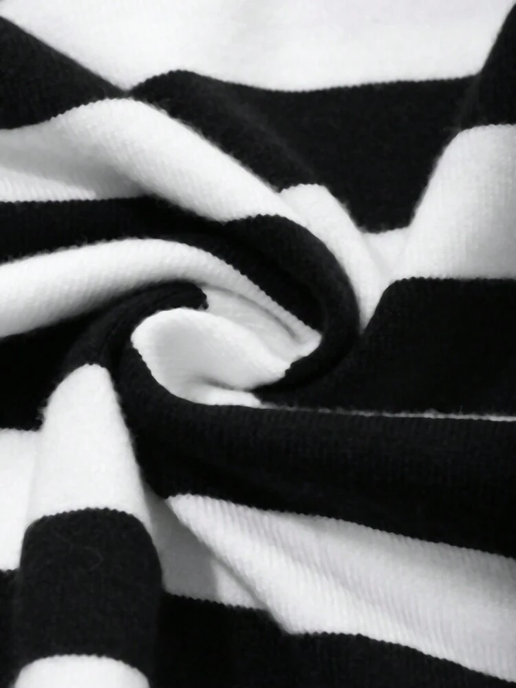 Striped Print Collared Casual Long Sleeve Pullover Sweater Fall