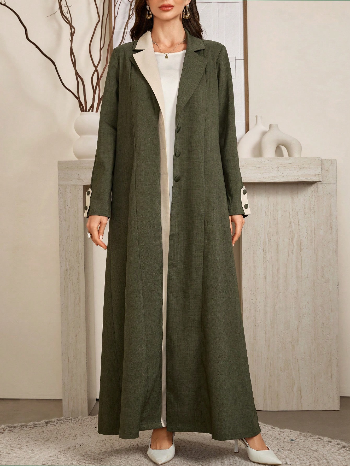 Al Najma عباءة طويلة الأكمام بأنوثة وحشمة للمرأة،...