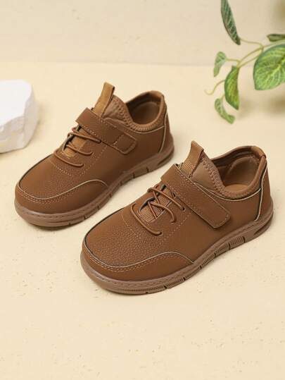 1 双儿童 2024 时尚橡胶底 PU 运动鞋，男童女童钩环休闲透气舒适百搭平底鞋，适合上学