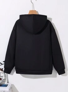 Áo nỉ rộng rãi phong cách graffiti dành cho bé trai tuổi teen, thích hợp cho các hoạt động thường ngày, ngoài trời và thời trang đường phố vào mùa thu và mùa đông. - màu đen - Xem 2