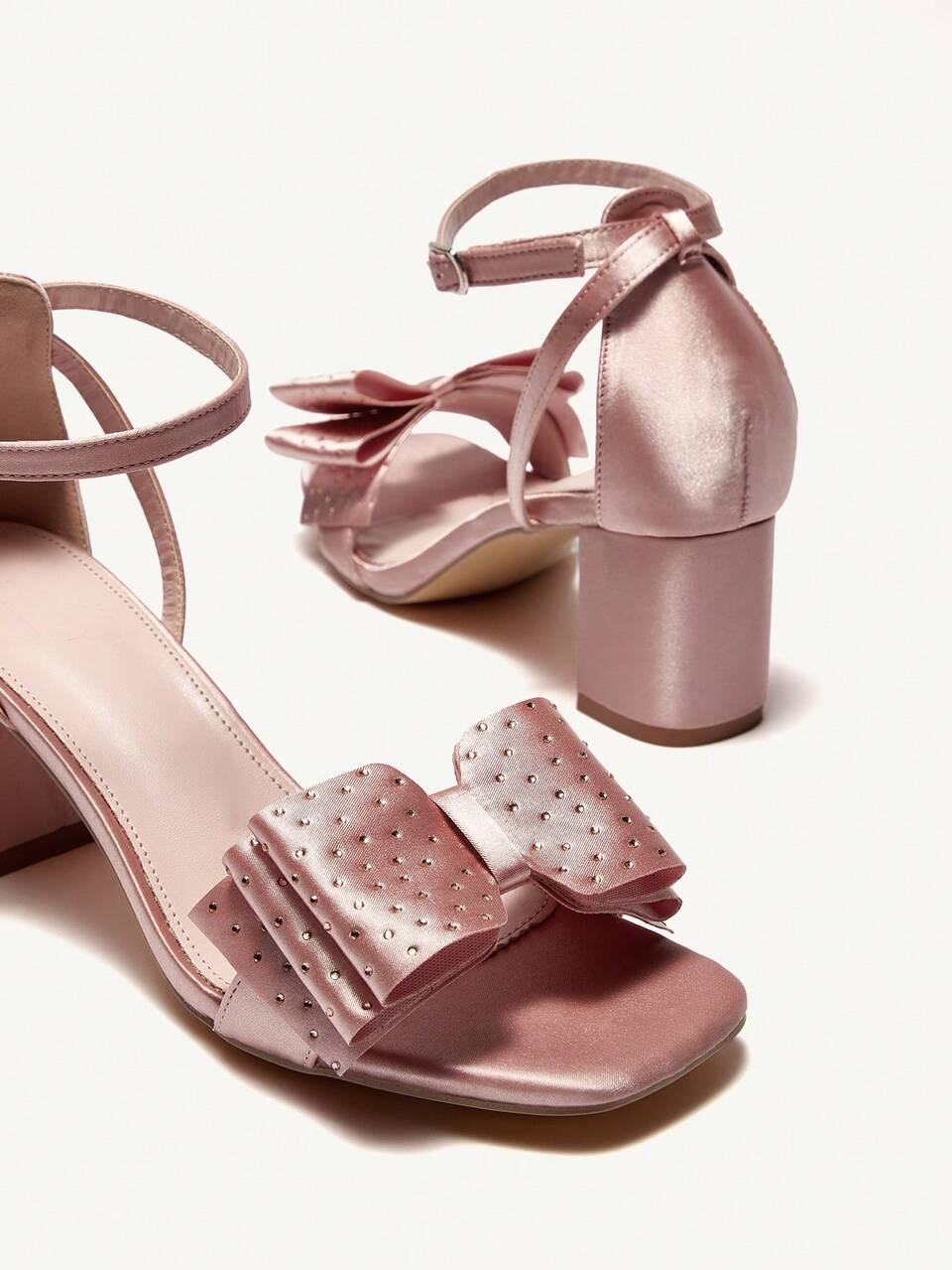 CUCCOO CHICEST Square Toe Crystal Embellished Chunky Heel Comfortable Daily & Party Women High Heel Sandals Valentine Day