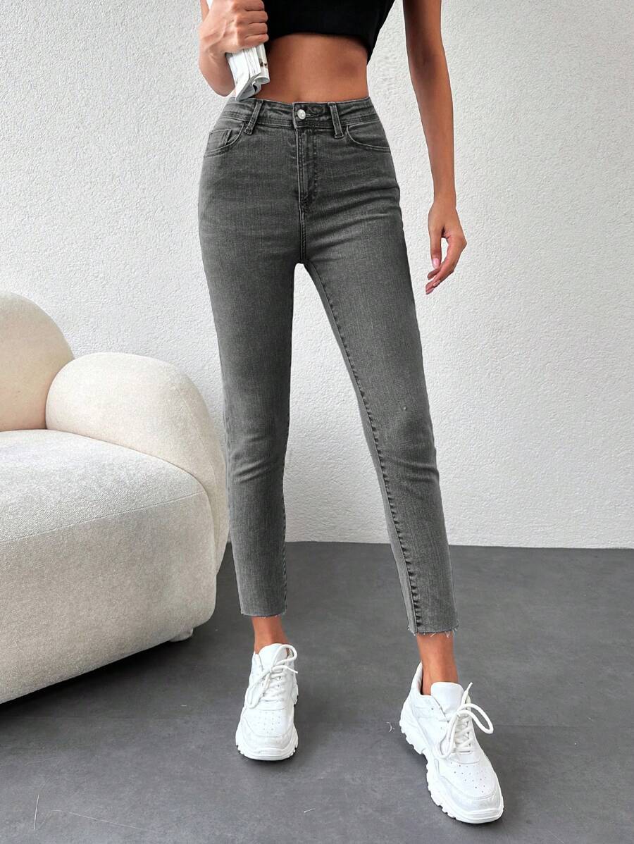 RueChic Slim-fit Jeans - Light Grey - View 1