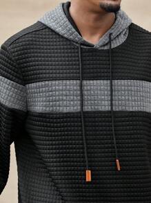 Manfinity Homme Men's Plus Size Hooded Sweatshirt With Drawstring, Colorblock Design, Casual, Autumn - Multicolor - View 3