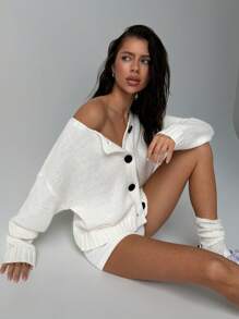 Aloruh Áo len cardigan cổ tròn dệt kim cáp phong cách retro mới cho nữ mùa thu đông - trắng - Xem 7