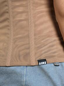 AiiRZ 透明网眼接缝细节紧身胸衣上衣