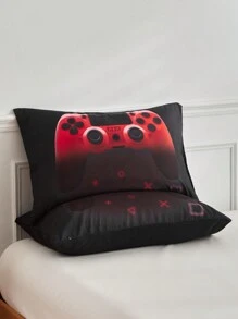 2/3 pièces Parure de couette en polyester imprimé de manette de jeu, parure de lit minimaliste et personnalisée convenant pour toutes les saisons (1/2 taie d'oreiller + 1 couette)