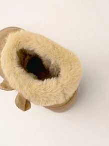 Cozy Pixies 1 Pair Camel Color Girls Bow Fluffy Fashion Warm Cute Comfortable Boots For Casual Sports Outdoor In Autumn Winter