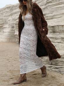 Aveloria Vintage Casual Shearling Teddy Houndstooth PU Waist Cinched Long Sleeve Jacket Fall Cloth For Women