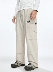 Manfinity VCAY Men Casual Woven Loose Elastic Waist Straight Leg Pants
