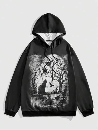 Street Life Herren Grafik Muster Kapuzen Langarm Lässig Sweatshirt