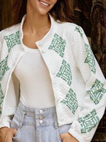LanaWest Chaqueta de manga larga con estampado de diamantes de estilo casual para el otoño de LanaWest