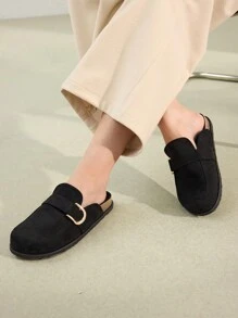 MOTF PREMIUM WOMEN'S COMFORTABLE CASUAL ROUND TOE WHITE FLAT SHOES, FOR NEW YEAR HOLIDAY, SPRING SHOES SPRING BREAK EASTER FOR CHRISTMAS - Black - View 2